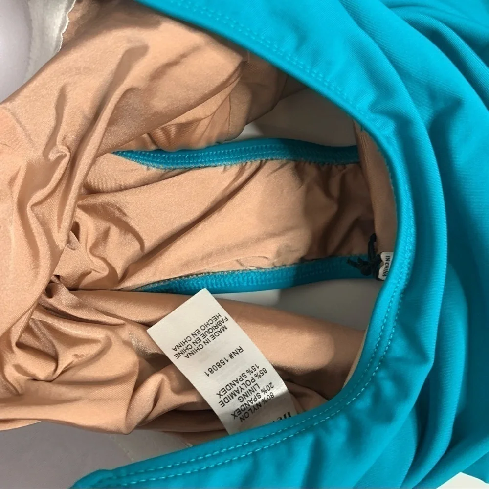 NWT Hermoza Genevieve Teal Waist Tie Halter One Piece Bathing Suit